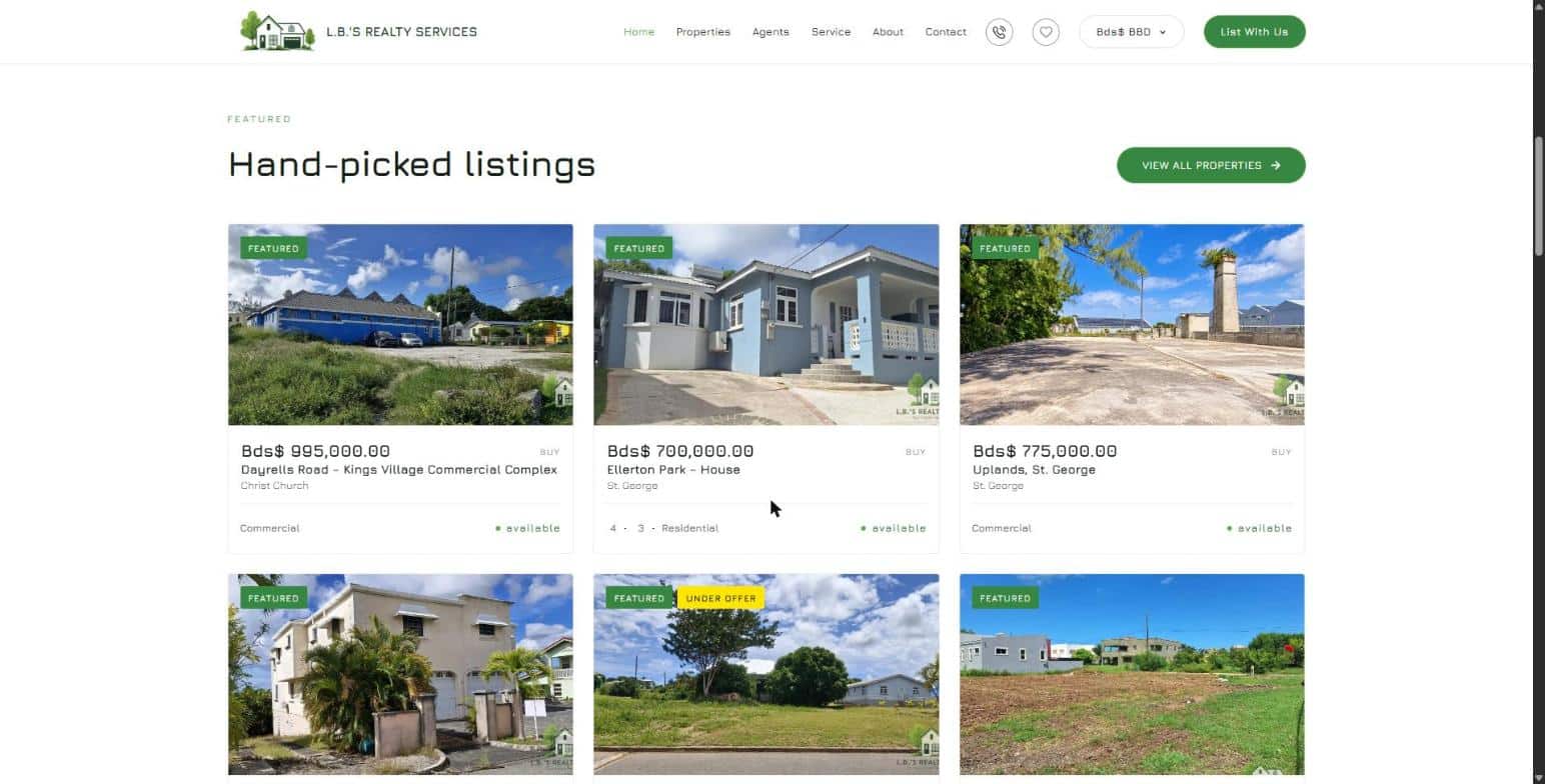 lb realty listings screenshot