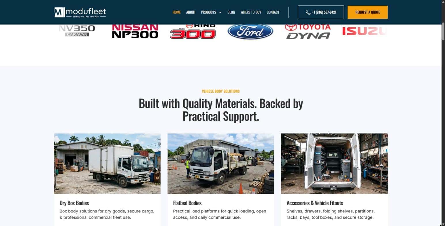 modufleet vehicle body solutions screenshot